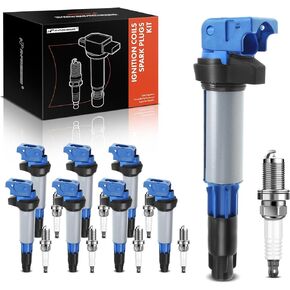 A-Premium Set of 8 (Black，Gap: 0.040“) Ignition Coil Pack and Iridium Spark Plugs Compatible with BMW 545i 645Ci 745i 745Li X5 Morgan Aero 8