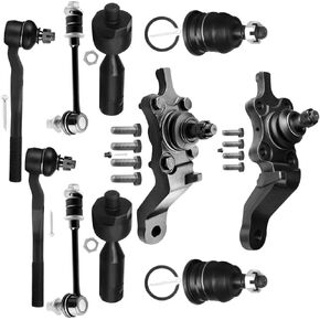 SCITOO 10pcs Front Suspension Kit Inner Tie Rod End Outer Tie Rod End Sway Bar Link Lower Ball Joint Upper Ball Joint Fit 1996-2002 For Toyota 4Runner