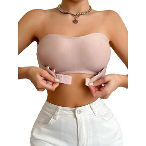Milumia Women's Strapless Bandeau Bra Front Closure Wirefree Tube Top Bralettes