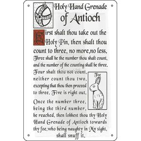Holy Hand Grenade Script Photographic Print Metal Sign Decor - 8 x 12inch Bar Pub Garage Man Cave Wall Art in Saudi Arabia