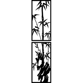 Chinese Style Framed Metal Wall Hanging, Outdoor Garden Decor with Plum Orchid Bamboo Chrysanthemum Asian Region Decoration, Indoor and Outdoor Metal Wall Decoration(Bamboo)