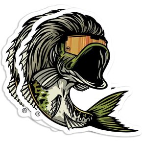 Mullet Bass Sticker (2 Pack), Strong Adhesive Waterproof Funny Fishing Stickers and Decals - No Fade, Used for Laptop, Mobile, Window, Bumper, RV, Water Bottle, Boat, Truck & Car