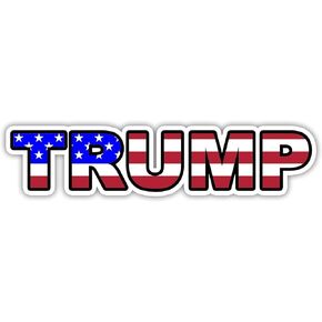 eDesign Trump American Flag Sticker Decal Vinyl - 9 x 3 Inches - Trump Stickers 2024 for Car Truck Van Window Bumper Laptop Tablet Cup Tumbler Water Bottle and Any Smooth Surface (2-Pack)