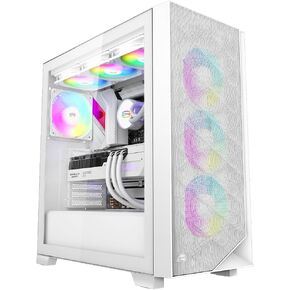 PCCOOLER CPS - C3D510 ARGB White - حقيبة سطح المكتب للألعاب مع 3 مراوح ARGB - E-ATX/ATX/M-ATX/ITX - دعم بطاقات الرسومات 375 مم - دعم مبرد سائل - معدن SPCC (C3-D510WHP3-GL) in Kuwait