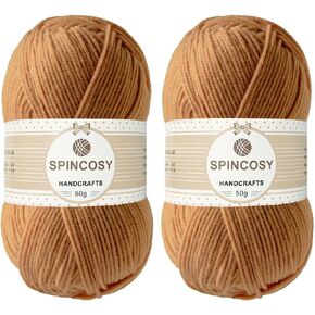 2 Pcs Crochet Yarn, Feels Soft 280 Yards Assorted Colors 4ply Acrylic Yarn,Yarn for Crochet & Hand Knitting (Beige)