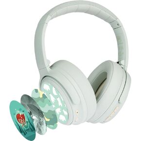 BuddyPhones Cosmos Fun, Foldable ANC Bluetooth Headphones with Microphone, SafeAudio Volume-Limiting Options 75/85/94dB, Works Wired or Wireless, for Toddlers to Young Adults by Onanoff (Green)