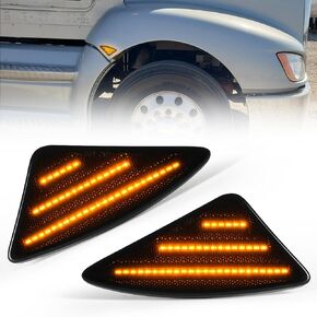 LED Side Marker Lights Compatible with Kenworth T660 T170 T270 T370 Semi Trucks 2008-2021 Fender Bumper Turn Signal Lights(Normal Flash)