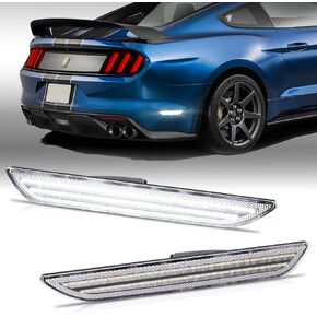 Gempro LED Side Marker Lights for Ford Mustang 2015-2023 Rear White Fender Marker Reflectors Lamps Clear Len, 2PCS