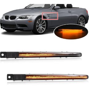 M3 LED Fender Turn Signal Light Kits for BWM M3 2007-2013 (E90 E90N E92 E92N E93 E93N) Smoked Lens Amber LED Front Sidemarker Dynamic Sequential Blink Turn Signal Lamps OEM#63137838539 63137838540