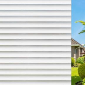 Qualsen Window Privacy Film, Non Adhesive Static Cling Frosted Glass Window Film, Anti-UV Opaque Removable Window Film for Bathroom Home Office, Blinds Pattern, 11.8 x 78.7inch