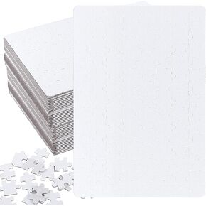 HAKZEON 35 Sets 120 Pcs White Blank Sublimation Jigsaw Puzzles 8 x 11 Inch，Heat Press Transfer Custom Puzzle Pieces for DIY Projects, Make Your Own Puzzles for Weddings Decoration, Families Activities