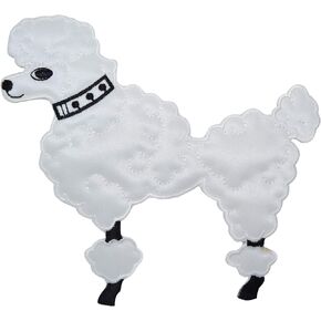White Poodle Dog Facing Left Embroidered Iron on Patch