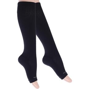 Toeless Cotton Compression Socks for Women & Men. 15-20 mmHg Knee-High Support - 1 pair