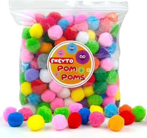 200 Pieces Pom Poms, 1 Inch Craft Pom Poms, Fuzzy Pompom Puff Balls for DIY Arts, Crafts Projects, Home Decorations (Multi-Colored) in Saudi Arabia