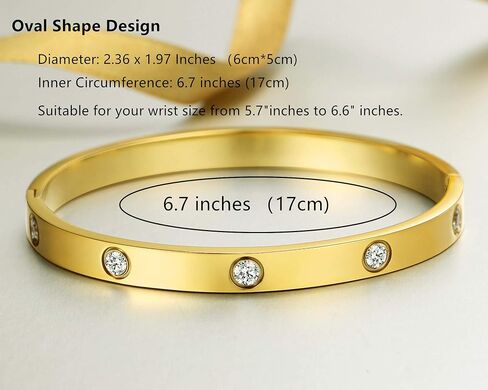 A D. ALLEN & DANMI. AD Jewelry 18 K Gold Plated Love Bangle Bracelet Stone Stainless Steel Bangle for Love … in Kuwait