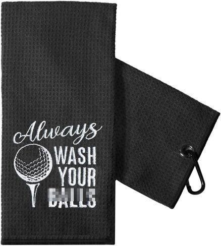 Funny Golf Towel Gift for Dad, Retirement Gifts for Men Golfer, Funny Golf Towel for Men, Embroidered Golf Towels for Golf Bags with Clip (Always Wash Your) in Saudi Arabia
