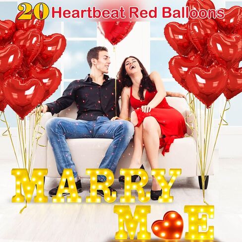 مجموعة ديكورات الاقتراحات، رسائل مضيئة بقلب أحمر من Marry Me، 3000 بتلة ورد رومانسية، 36 شمعة LED، 20 بالونة حمراء بحبل، 2 جهاز عرض جالاكسي، لعلامة الزفاف والخطوبة in Kuwait