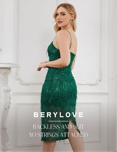 BeryLove Womens Sequin Cocktail Dress Sparkly Glitter Spaghetti Strap Party Club Dress Bodycon Dresses Prom Dress for Teens in Saudi Arabia