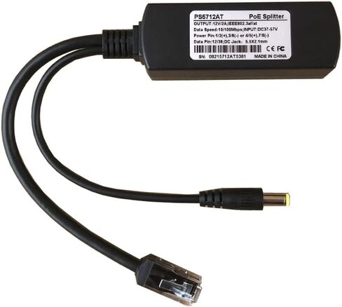 PoE Splitter 12V 2A Output, 5.5x2.1mm DC Plug Cable with IEEE 802.3af/at Adapter Computer Network Interface Devices Accessory for Security Camera in Saudi Arabia