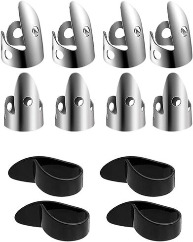 12 Pieces Steel Finger Picks Set, Including Stainless Steel Finger Picks and Thumb Picks, Metal Finger Picks Adjustable Bass Finger Picks for Guitar, Banjos and Other Instruments in Saudi Arabia
