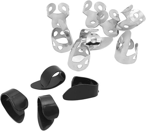 12 Pieces Steel Finger Picks Set, Including Stainless Steel Finger Picks and Thumb Picks, Metal Finger Picks Adjustable Bass Finger Picks for Guitar, Banjos and Other Instruments in Saudi Arabia