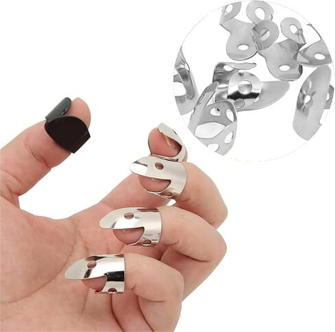 12 Pieces Steel Finger Picks Set, Including Stainless Steel Finger Picks and Thumb Picks, Metal Finger Picks Adjustable Bass Finger Picks for Guitar, Banjos and Other Instruments in Saudi Arabia