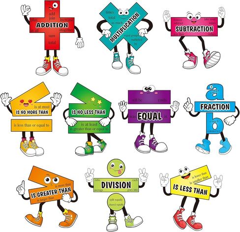 10 Pcs Math Posters Math Symbol Posters Educational Learning Poster Math Signs with 80 Adhesive Glue Points Classroom Supplies for Teachers Elementary Middle School Bulletin Board Decor in Saudi Arabia