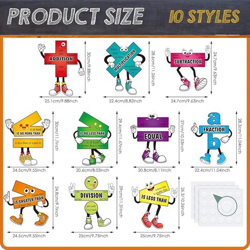 10 Pcs Math Posters Math Symbol Posters Educational Learning Poster Math Signs with 80 Adhesive Glue Points Classroom Supplies for Teachers Elementary Middle School Bulletin Board Decor in Saudi Arabia