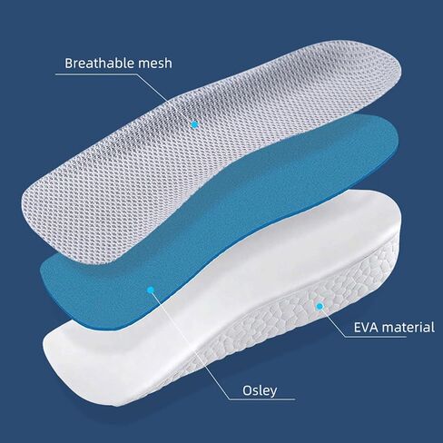 Height Increase Insoles - Enhanced Arch Support & Leg Length Discrepancy Correction, Comfortable Heel Lift Shoe Inserts, Unisex Design, 0.6 Inch Elevator Cushion, 1 Pair, Grey in Saudi Arabia