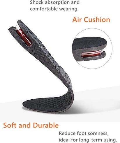 Height Increase Insoles 4 Layers, 1.2 to 3 Inches Shoe Lifts, Universal Breathable Non-Slip Taller Shoes Insoles Heel Protector Pads with Air Cushion for Women and Men, 3cm-7.5cm, 1 Pair in Saudi Arabia