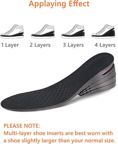 Height Increase Insoles 4 Layers, 1.2 to 3 Inches Shoe Lifts, Universal Breathable Non-Slip Taller Shoes Insoles Heel Protector Pads with Air Cushion for Women and Men, 3cm-7.5cm, 1 Pair in Saudi Arabia