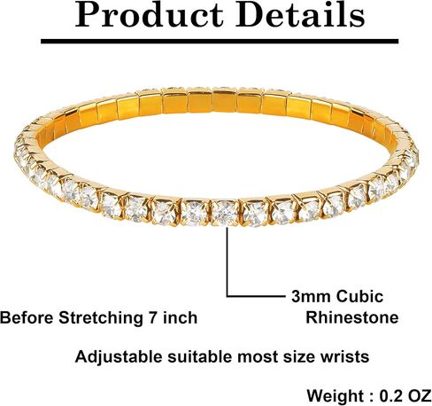 Zealmer Sparkle Multicolor Rhinestone Stackable Stretch Bracelets for Women in Kuwait