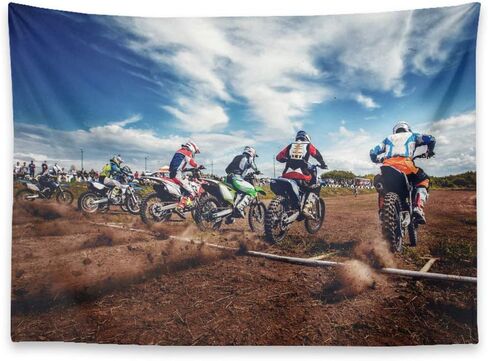 KULUSSY نسيج الجدار شنقا بداية دراجة نارية موتوكروس الترابية Dirtbike مسار Supercross العمل النشط الهواء حفلة عيد ميلاد خلفية الزينة نسيج للرجل أو الأولاد in Saudi Arabia