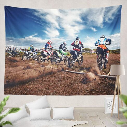 KULUSSY نسيج الجدار شنقا بداية دراجة نارية موتوكروس الترابية Dirtbike مسار Supercross العمل النشط الهواء حفلة عيد ميلاد خلفية الزينة نسيج للرجل أو الأولاد in Saudi Arabia
