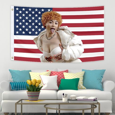 Ice Rapper Spice Flag 3x5 Ft American Singer Flags Pink Rapper Flag Tapestry with 2 Brass Grommets for Indoor Outdoor Bderoom Party College Dorm Bedroom Wall Decor in Saudi Arabia