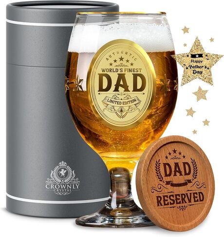Kies CROWNLY CRYSTAL® Christmas Gifts for Dad Personalized Beer Glass Birthday Gifts for Dad Gifts From Daughter Birthday Gifts for Dad From Son Dad Glasses Best Dad Gifts for Christmas Gifts for Men in Saudi Arabia