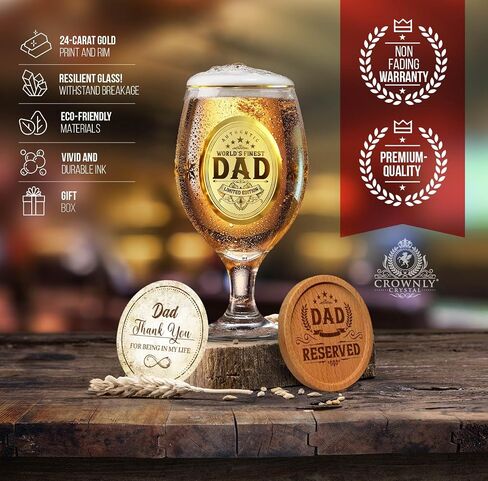 Kies CROWNLY CRYSTAL® Christmas Gifts for Dad Personalized Beer Glass Birthday Gifts for Dad Gifts From Daughter Birthday Gifts for Dad From Son Dad Glasses Best Dad Gifts for Christmas Gifts for Men in Saudi Arabia