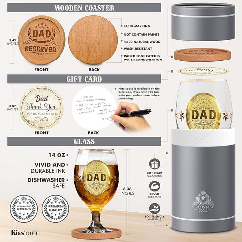 Kies CROWNLY CRYSTAL® Christmas Gifts for Dad Personalized Beer Glass Birthday Gifts for Dad Gifts From Daughter Birthday Gifts for Dad From Son Dad Glasses Best Dad Gifts for Christmas Gifts for Men in Saudi Arabia