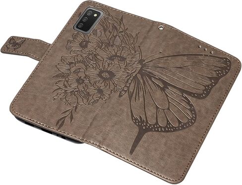 A02s Case,Wallet for Samsung A02s Case,[Kickstand][Wrist Strap][Card Holder Slots] Butterfly Floral Embossed PU Leather Flip Protective Cover for Galaxy A02s Case (Black) in Saudi Arabia
