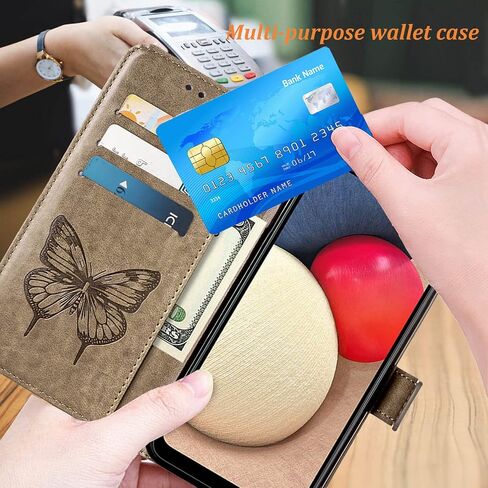 A02s Case,Wallet for Samsung A02s Case,[Kickstand][Wrist Strap][Card Holder Slots] Butterfly Floral Embossed PU Leather Flip Protective Cover for Galaxy A02s Case (Black) in Saudi Arabia