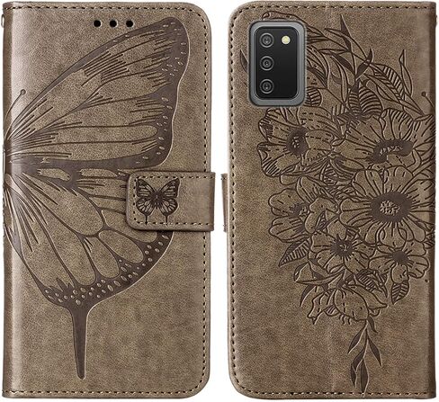 A02s Case,Wallet for Samsung A02s Case,[Kickstand][Wrist Strap][Card Holder Slots] Butterfly Floral Embossed PU Leather Flip Protective Cover for Galaxy A02s Case (Black) in Saudi Arabia