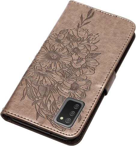 A02s Case,Wallet for Samsung A02s Case,[Kickstand][Wrist Strap][Card Holder Slots] Butterfly Floral Embossed PU Leather Flip Protective Cover for Galaxy A02s Case (Black) in Saudi Arabia