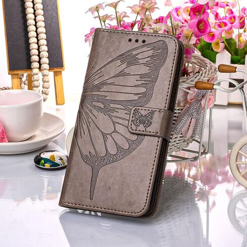 A02s Case,Wallet for Samsung A02s Case,[Kickstand][Wrist Strap][Card Holder Slots] Butterfly Floral Embossed PU Leather Flip Protective Cover for Galaxy A02s Case (Black) in Saudi Arabia