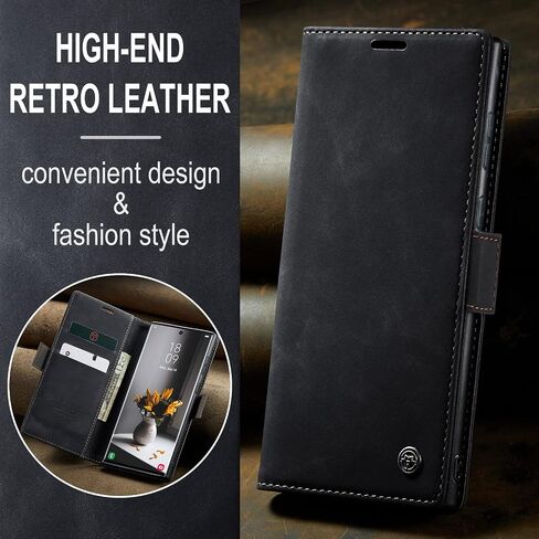 SINIANL Samsung Galaxy S24 Case Wallet, Galaxy S24 Leather Case, Wallet Case Book Folding Flip Case with Kickstand Card Holders Slots Protective Cover for Galaxy S24 Black in Saudi Arabia