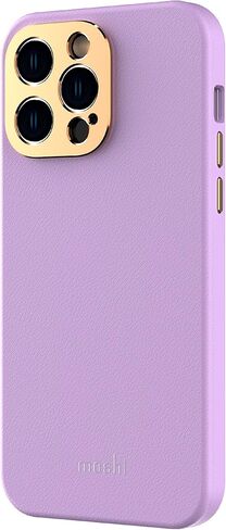 Moshi Napa Premium Leather Case (for iPhone 14 Pro Max 6.7 Inch) - Compatible with MagSafe | Aviation-Grade Aluminum Raised Lens and Buttons for Full Body Protection | Microfiber Lining - Serene Gray in Kuwait