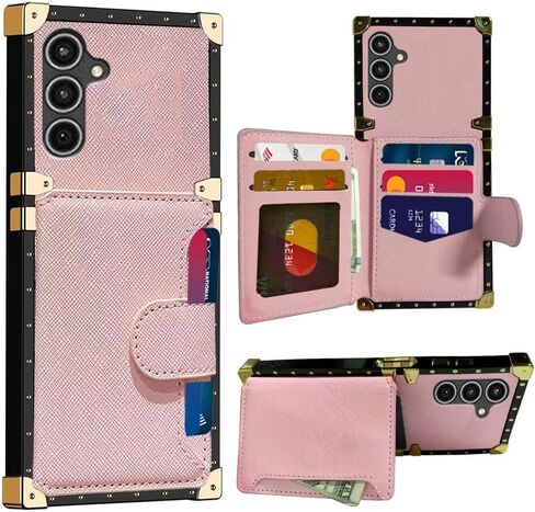 for Samsung Galaxy S23 FE 5G Case, Wallet Case with Card Holder, PU Leather Card Slot Holder Kickstand Case, with Square Rivet Shockproof Protective Phone Case (S23 FE, PU Black) in Saudi Arabia