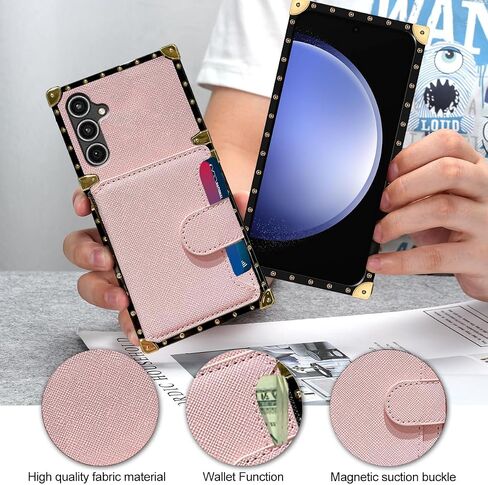 for Samsung Galaxy S23 FE 5G Case, Wallet Case with Card Holder, PU Leather Card Slot Holder Kickstand Case, with Square Rivet Shockproof Protective Phone Case (S23 FE, PU Black) in Saudi Arabia