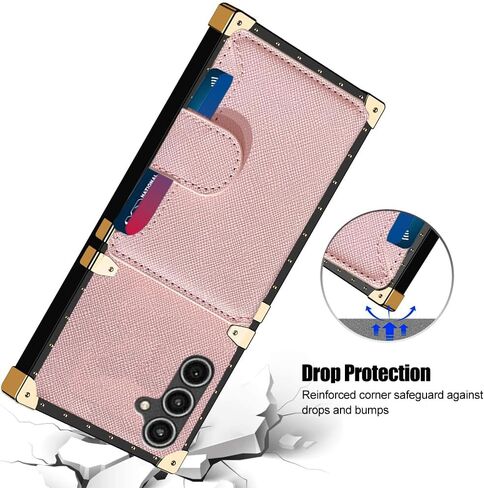 for Samsung Galaxy S23 FE 5G Case, Wallet Case with Card Holder, PU Leather Card Slot Holder Kickstand Case, with Square Rivet Shockproof Protective Phone Case (S23 FE, PU Black) in Saudi Arabia