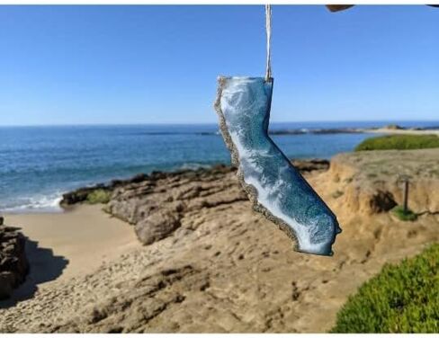 Seashore State Christmas Ornament, Ocean and Beach Inspired Decor for Home and Office Resin Ornament with Real Sand (California) in Saudi Arabia