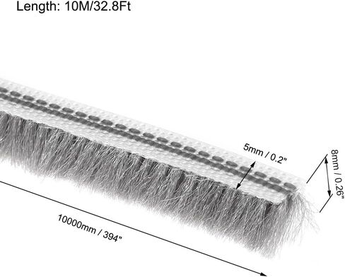 فرشاة uxcell لتقشير الطقس، 5 متر/16.4 قدم، شريط عازل لفتحة البطاقة، فرشاة مطاطية لشريط السير الوقائي لنافذة الباب، 6 × 6 مم/عرض × ارتفاع in Kuwait